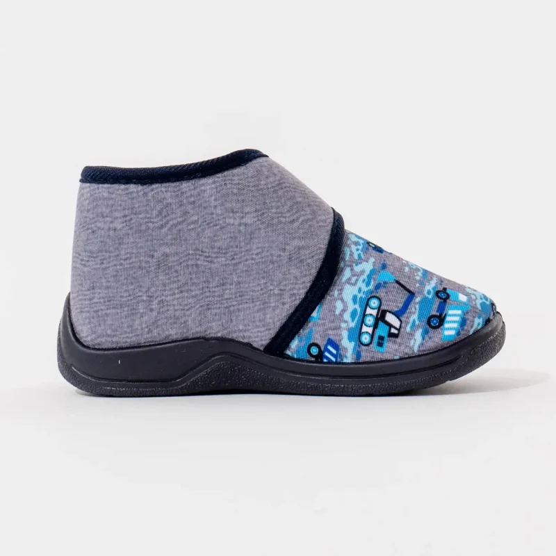 Dječije patofne sa motivom bagera, sive i plave boje, udobne i neklizajuće