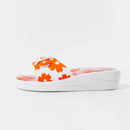Ženske Scholl Papuče New Massage - Narandžaste cvjetne - Obuća Scholl