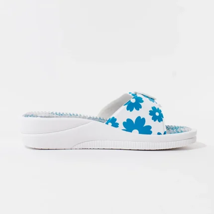 Ženske Scholl Papuče New Massage - Plave cvjetne - Obuća Scholl